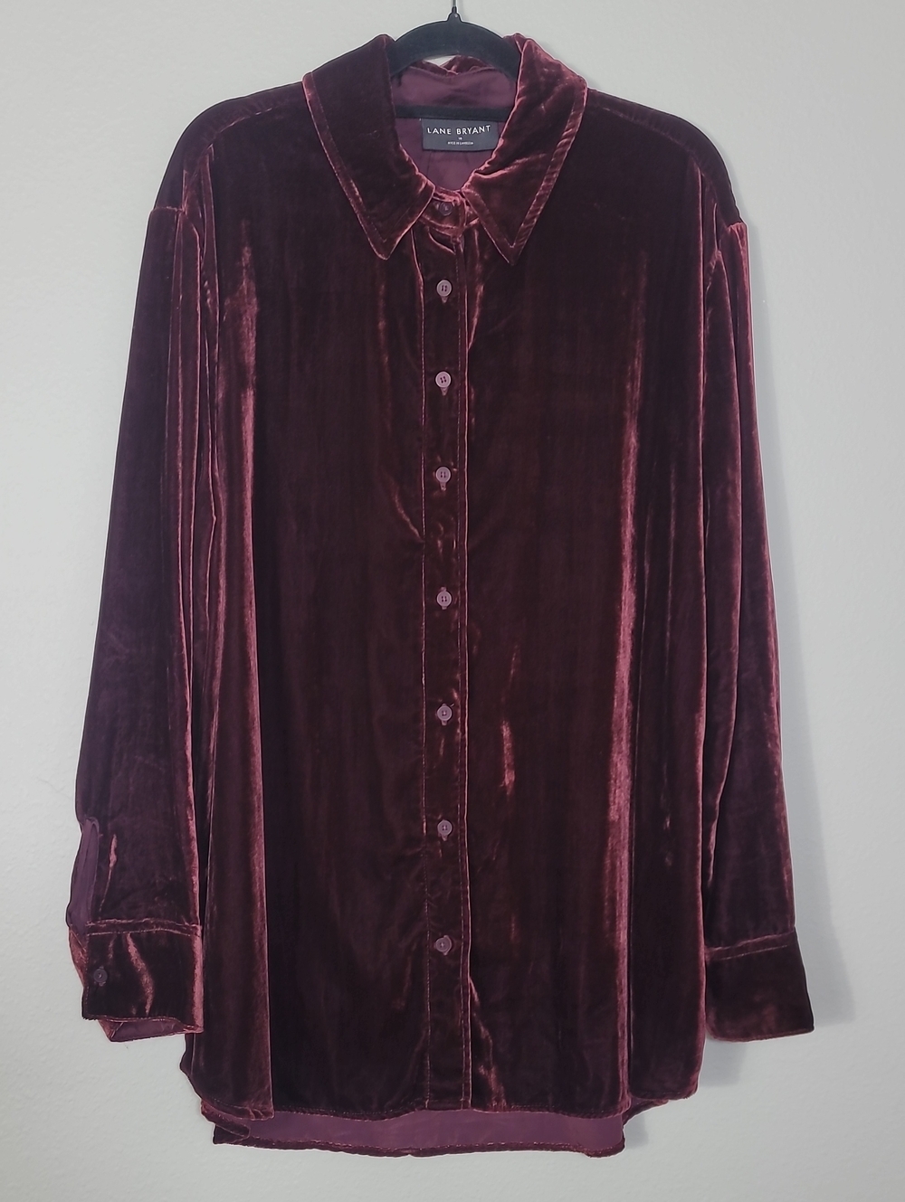 NWT Lane Bryant No Peek Crushed Velvet Button Up Shirt Size 16 Christmas Goth